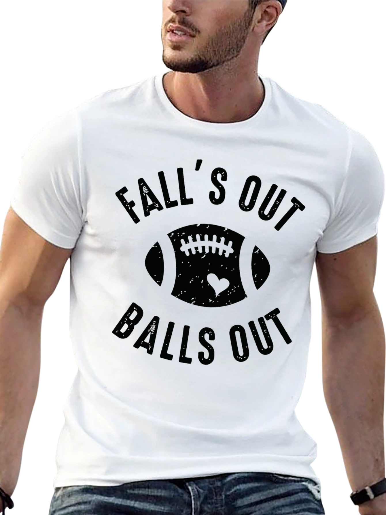 Falls Out Balls Out Football Graphic T-Shirt
