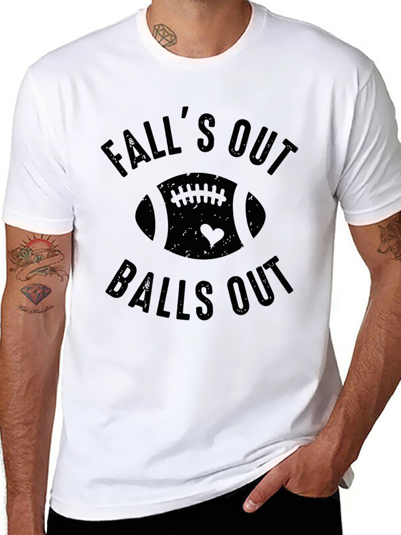 Falls Out Balls Out Football Graphic T-Shirt