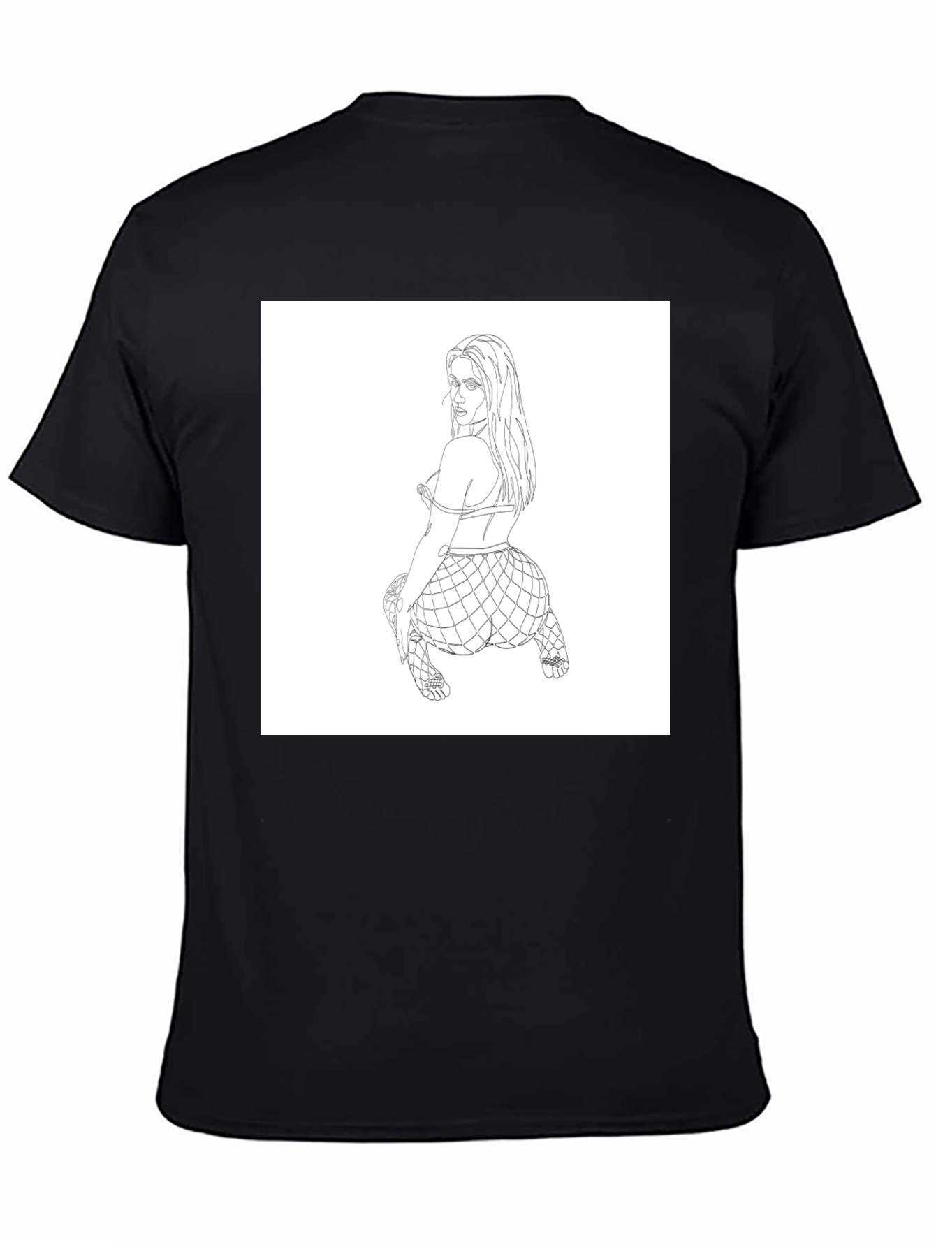 Black Graphic Tee: Woman Illustration