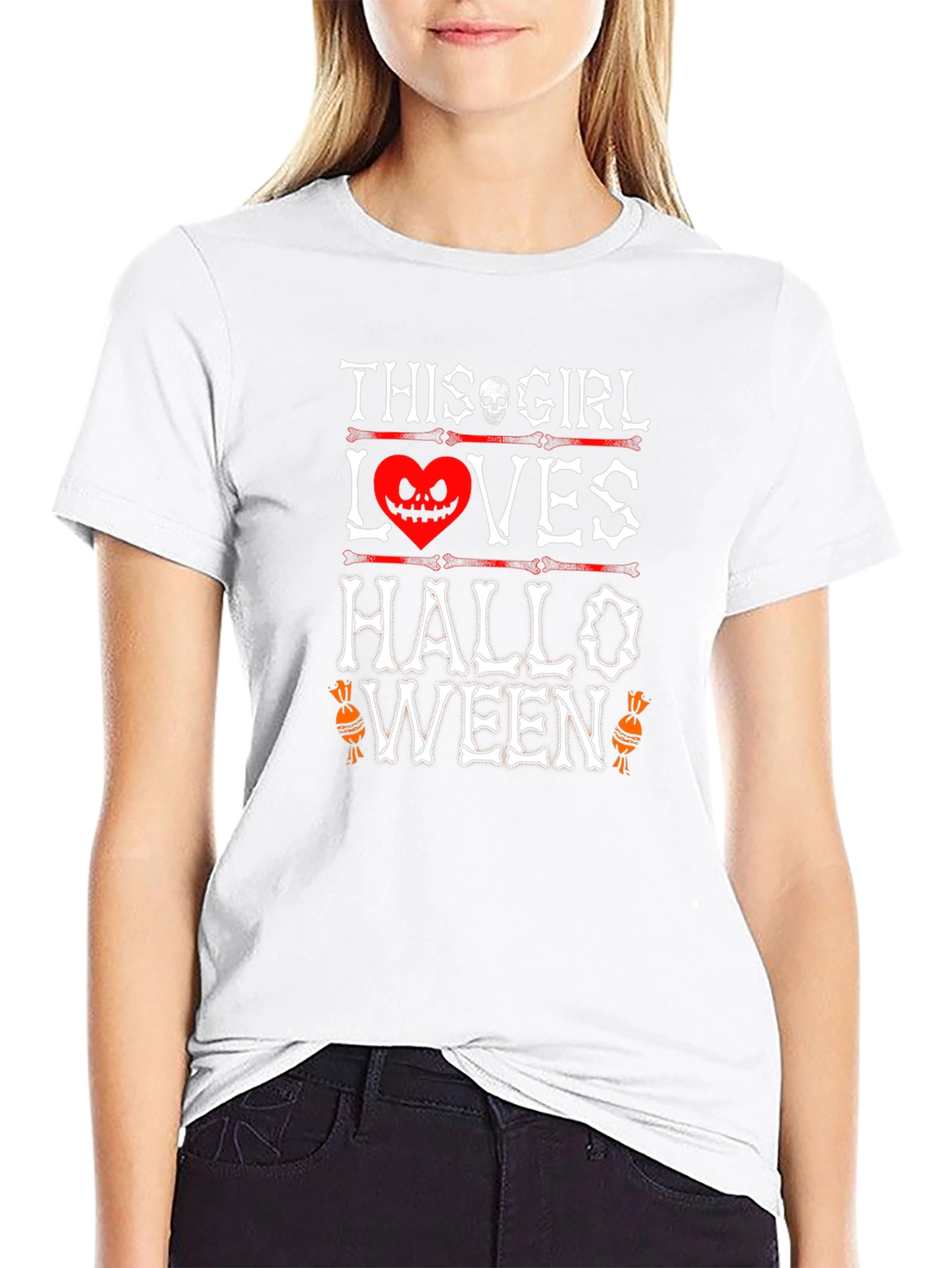 Halloween Girl Skeleton Heart T-Shirt