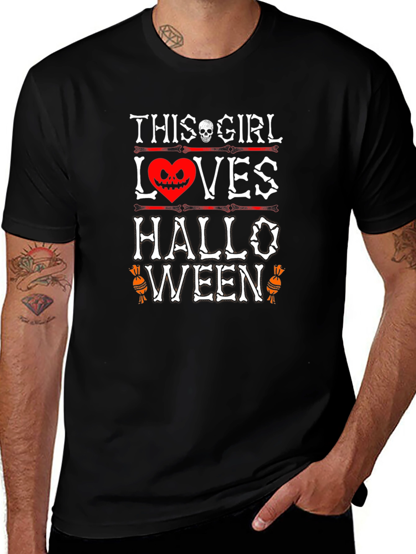 Halloween Girl Skeleton Heart T-Shirt