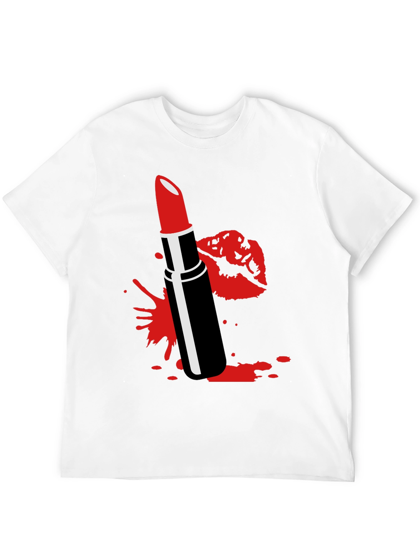 Red Lipstick Kiss Black Tee
