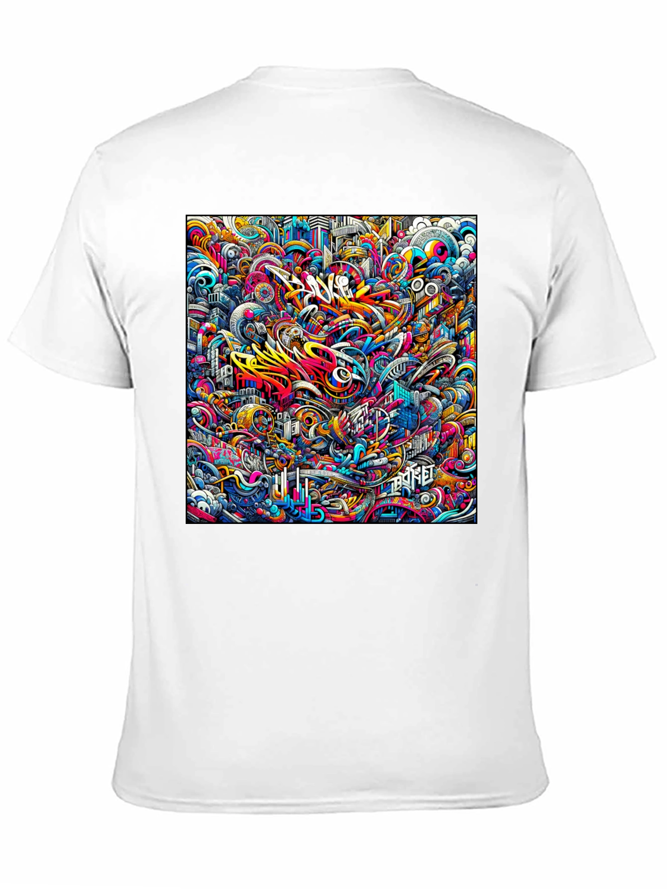 Vibrant Abstract Graffiti Art Print Black T-Shirt