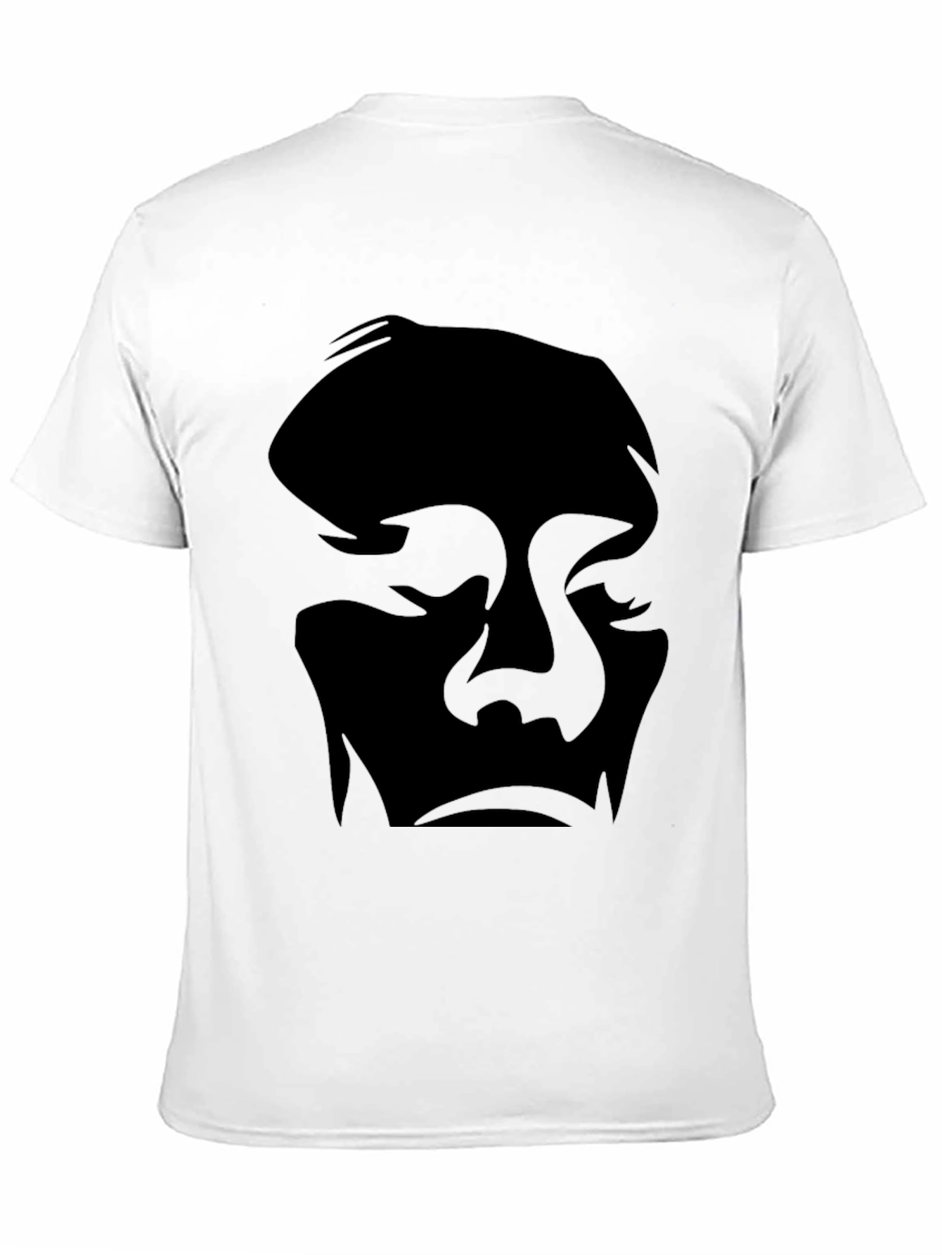 Abstract Face Graphic Tee - Black Cotton Casual Shirt