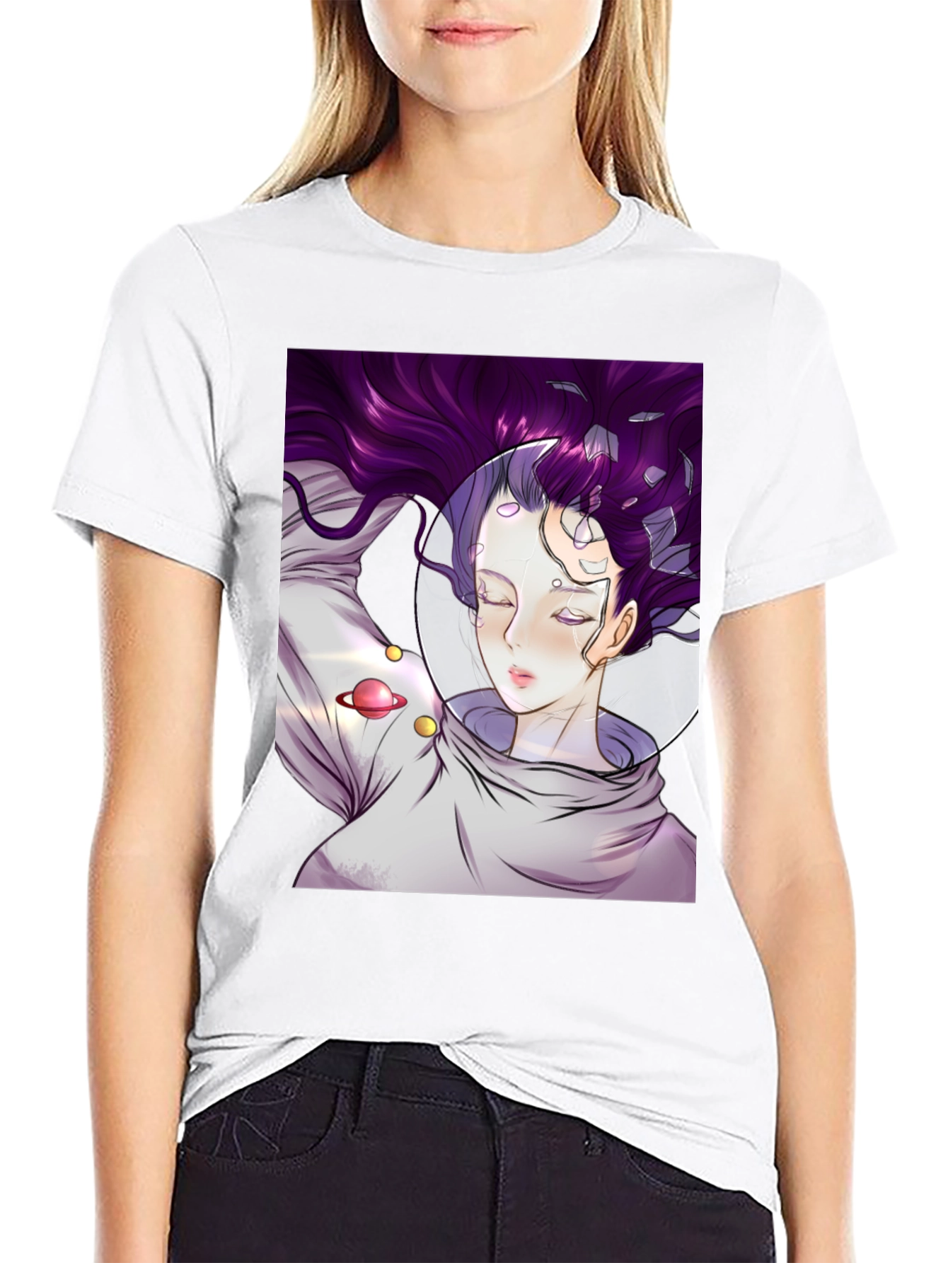 Astronaut Girl Black T-Shirt - Space Dreamer Tee