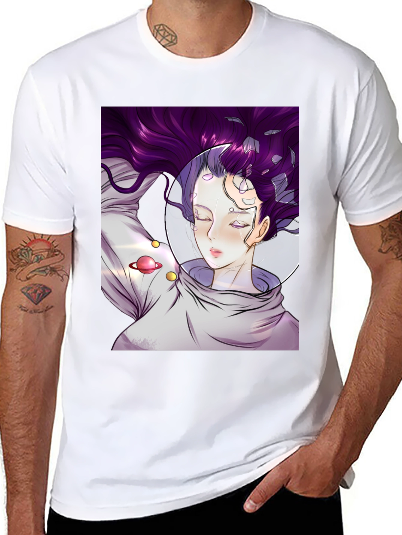 Astronaut Girl Black T-Shirt - Space Dreamer Tee
