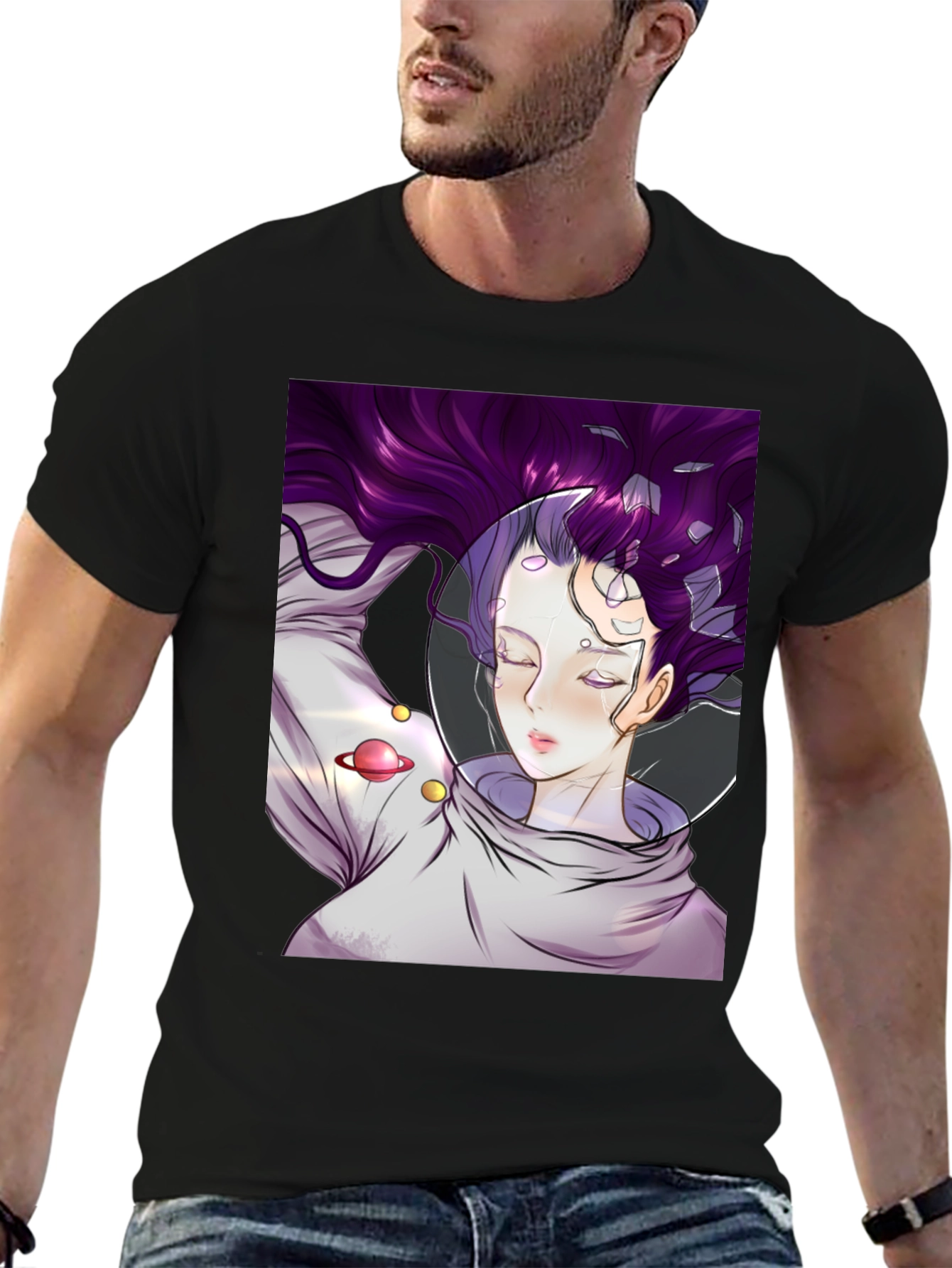 Astronaut Girl Black T-Shirt - Space Dreamer Tee
