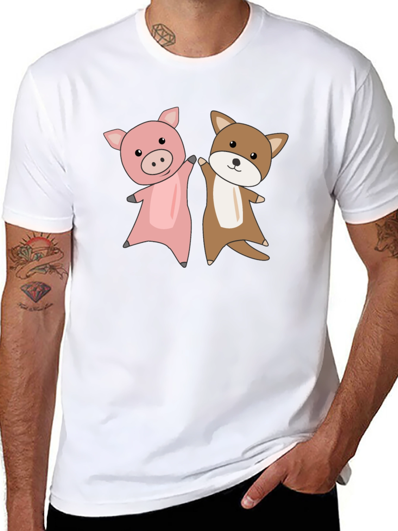 Pig & Dog Friends T-Shirt – Cute Animal Lover Tee