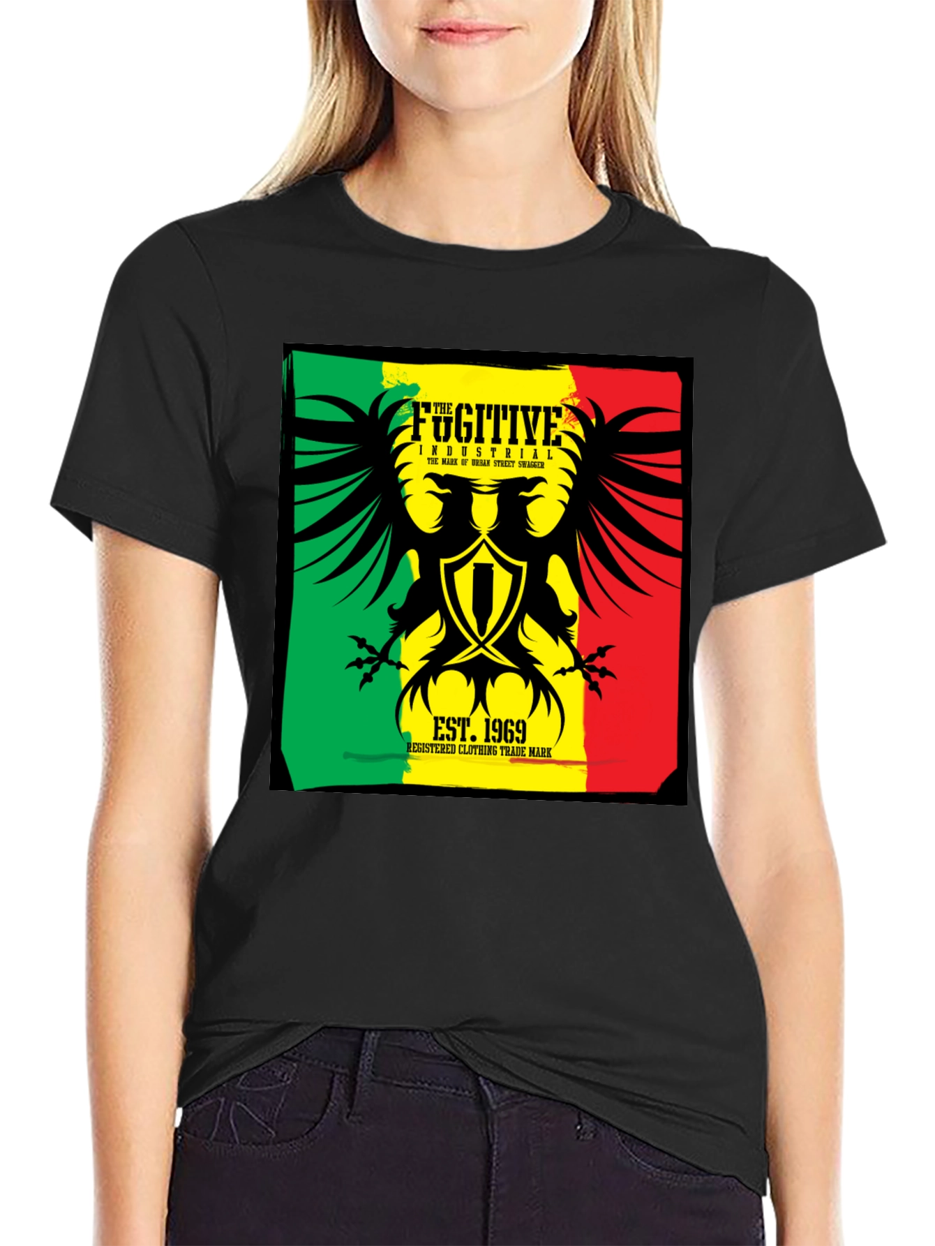 Fugitive Industrial Graphic T-Shirt - Black
