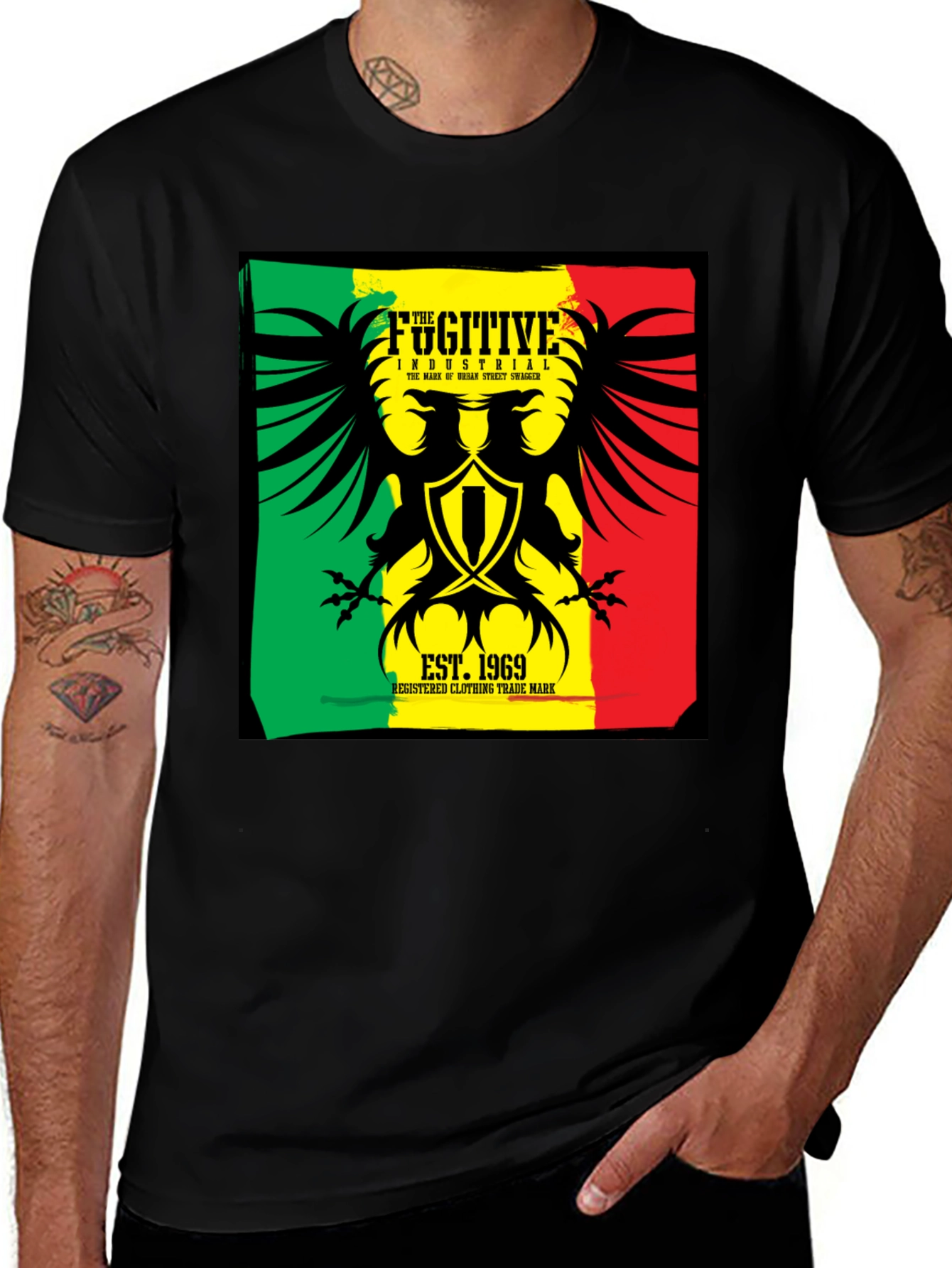 Fugitive Industrial Graphic T-Shirt - Black