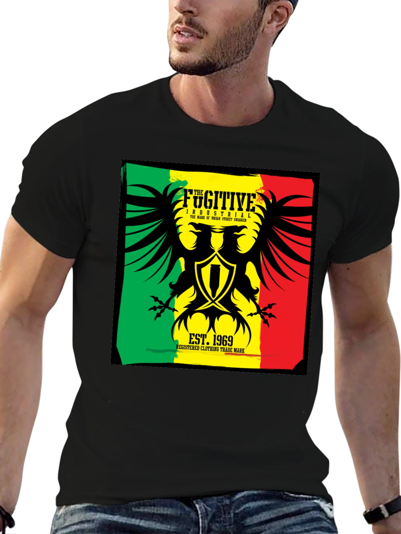 Fugitive Industrial Graphic T-Shirt - Black