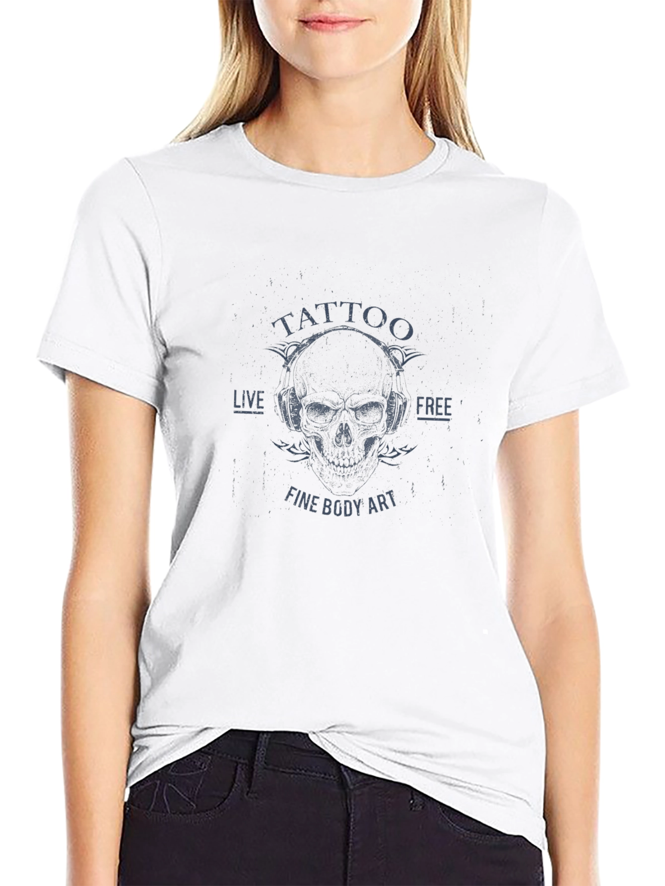 Tattoo Art Skull Graphic Black T-Shirt