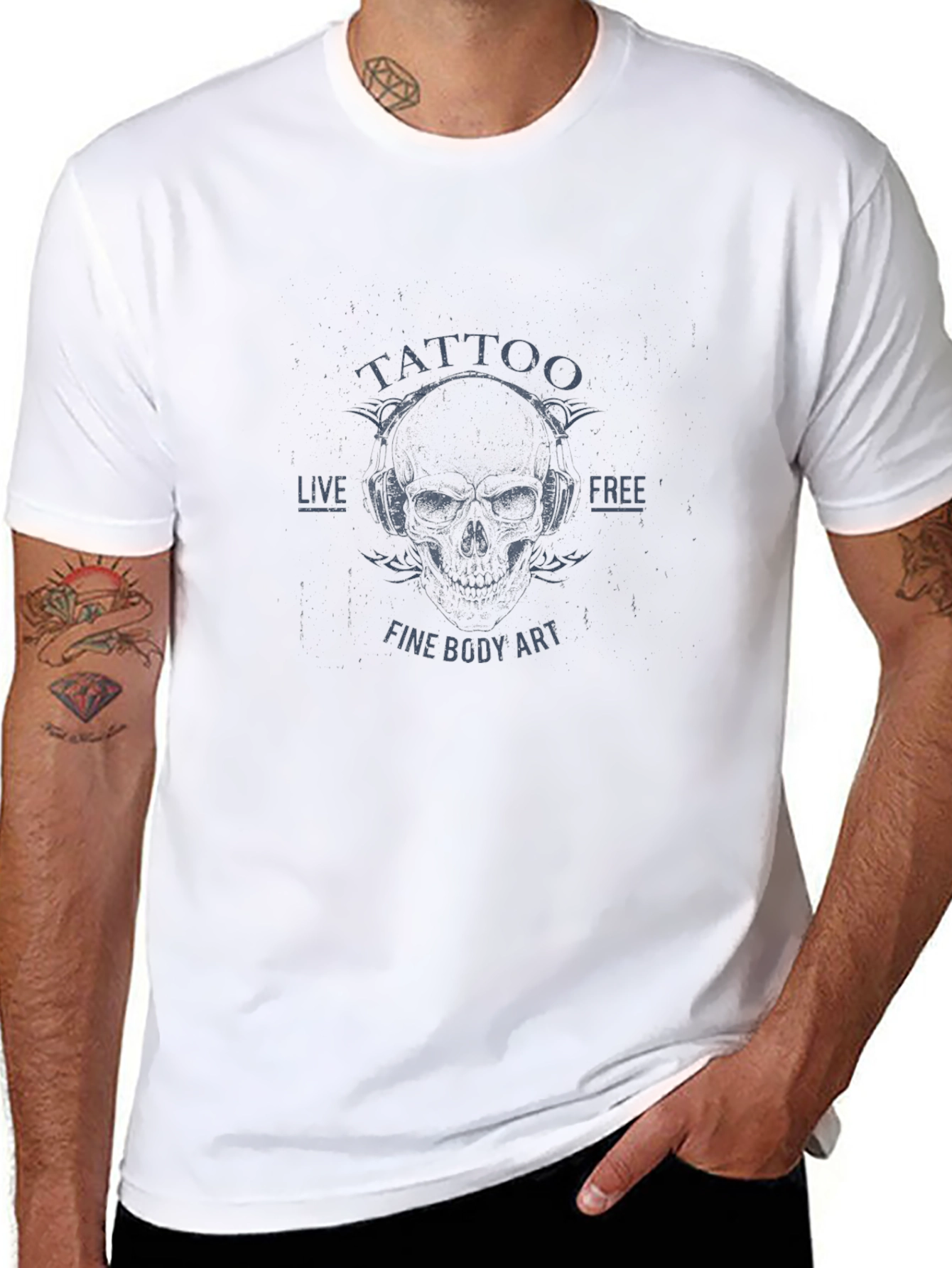 Tattoo Art Skull Graphic Black T-Shirt