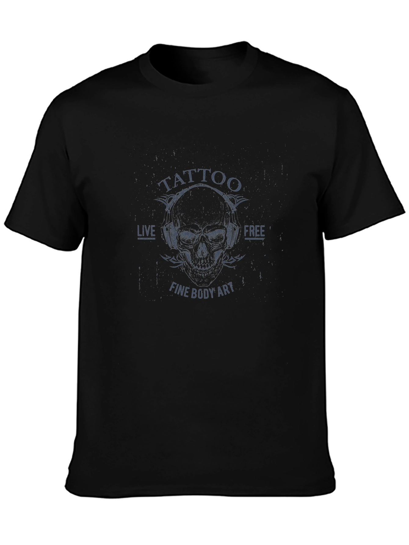 Tattoo Art Skull Graphic Black T-Shirt
