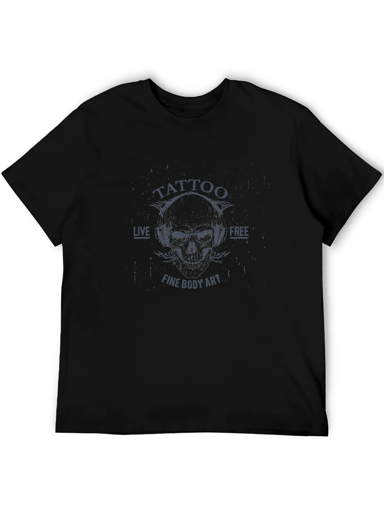 Tattoo Art Skull Graphic Black T-Shirt