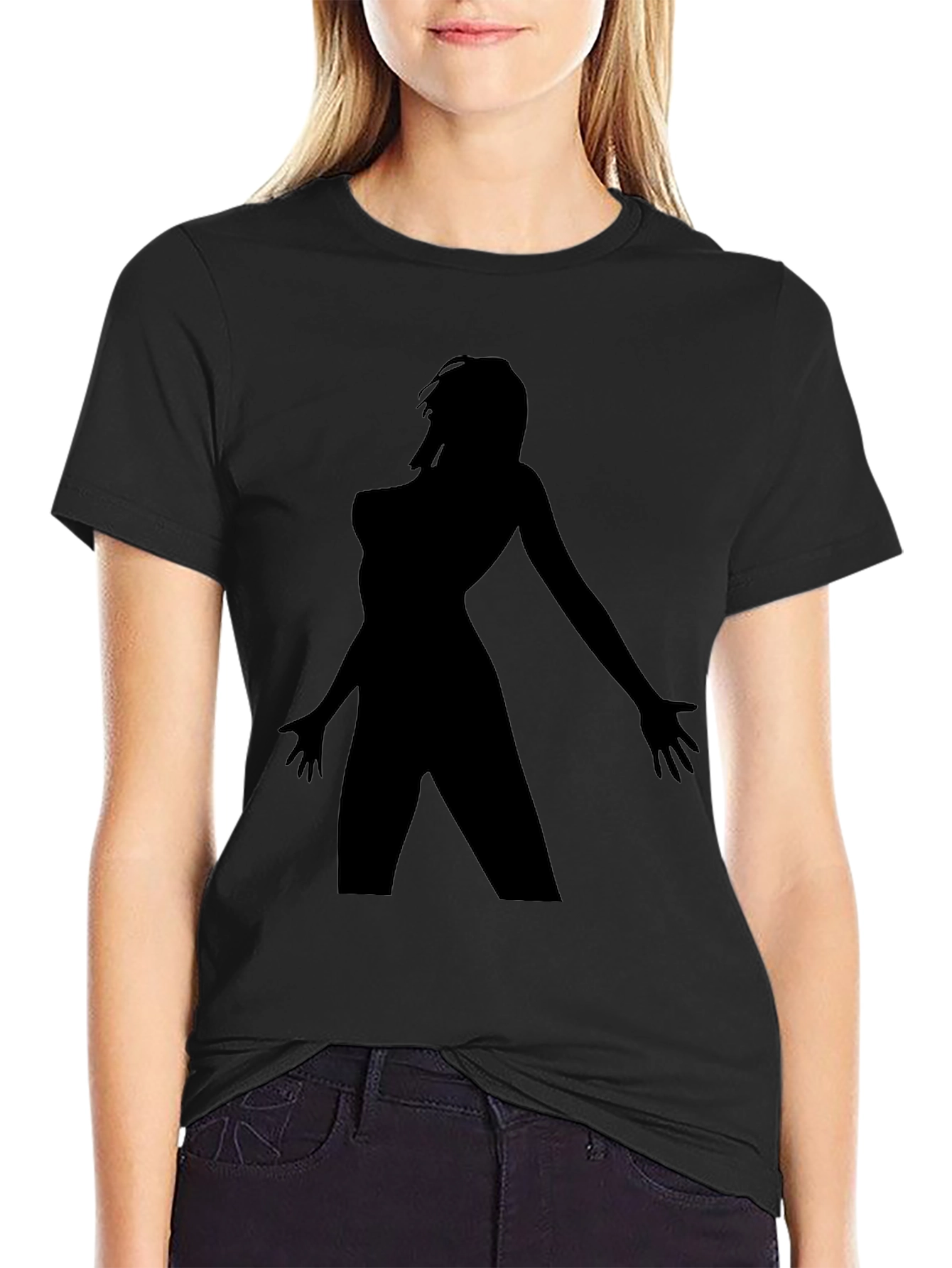 Silhouette Woman Graphic Black T-Shirt