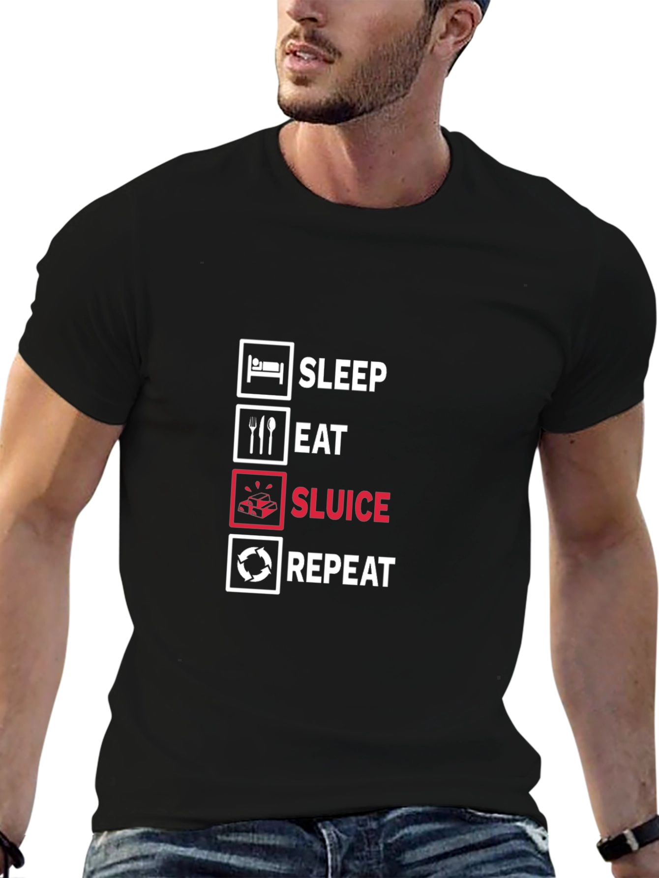 Sleep Eat Sluice Repeat Black T-Shirt