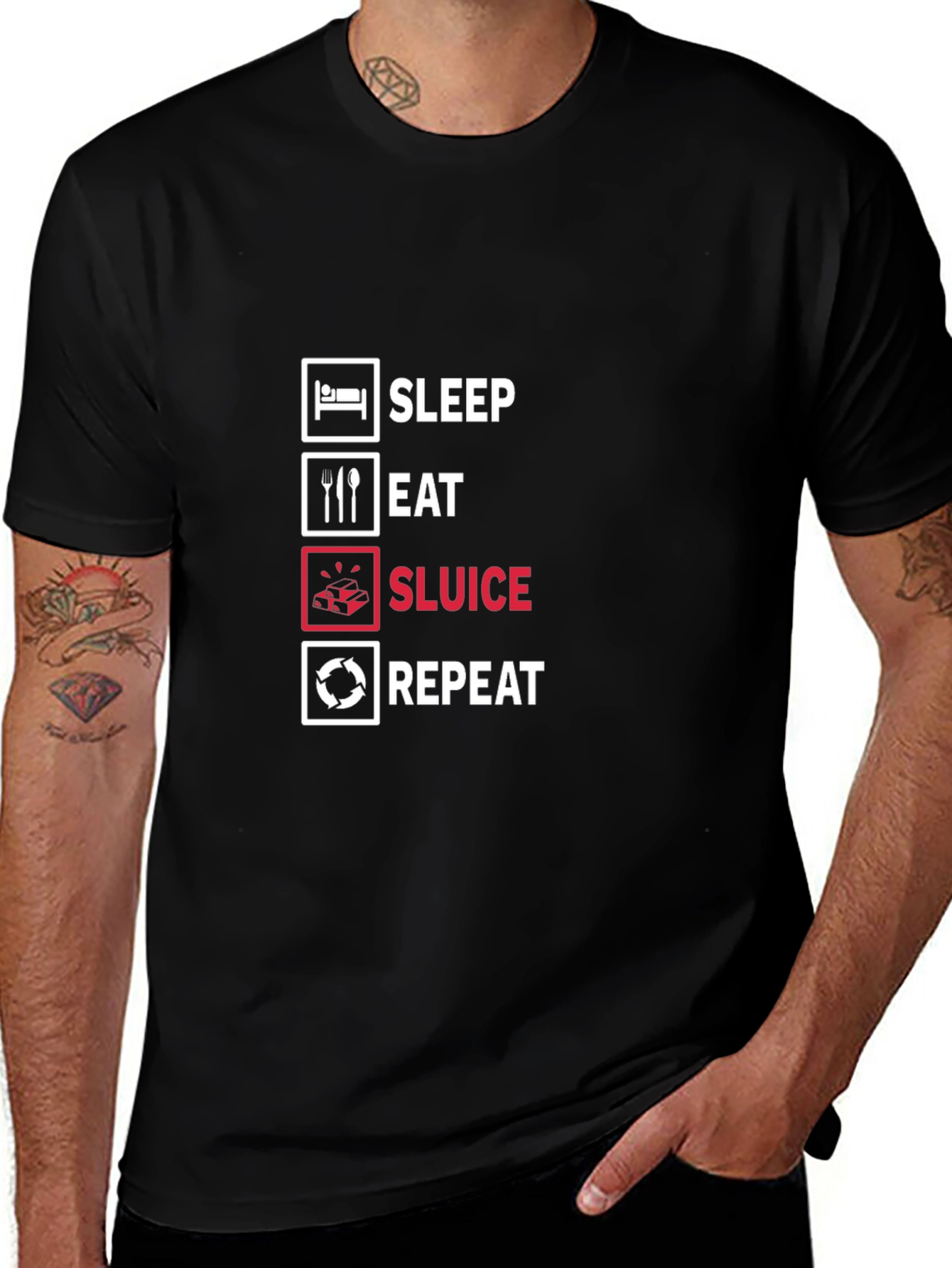 Sleep Eat Sluice Repeat Black T-Shirt