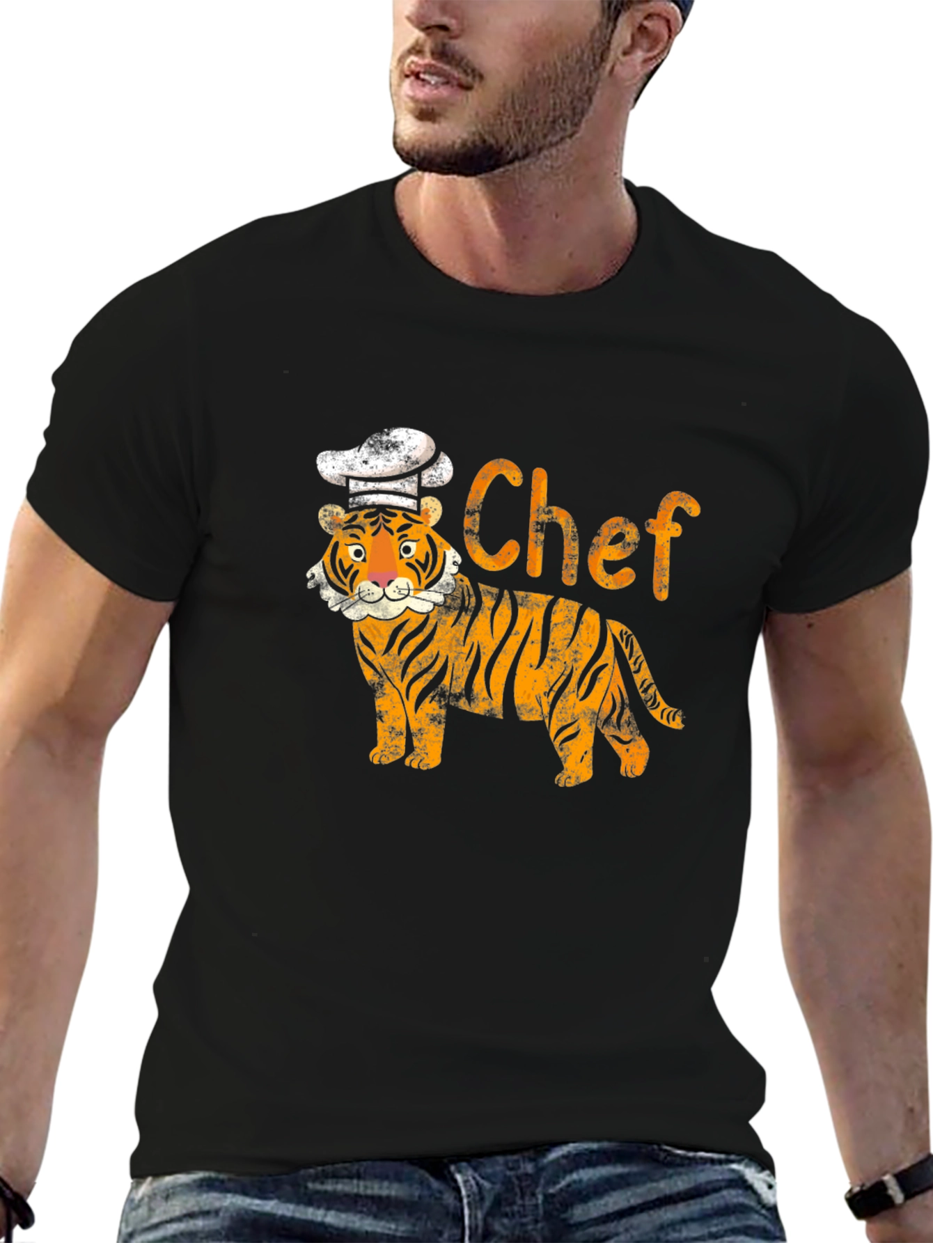 Tiger Chef Graphic T-Shirt - Cool Animal Print Tee