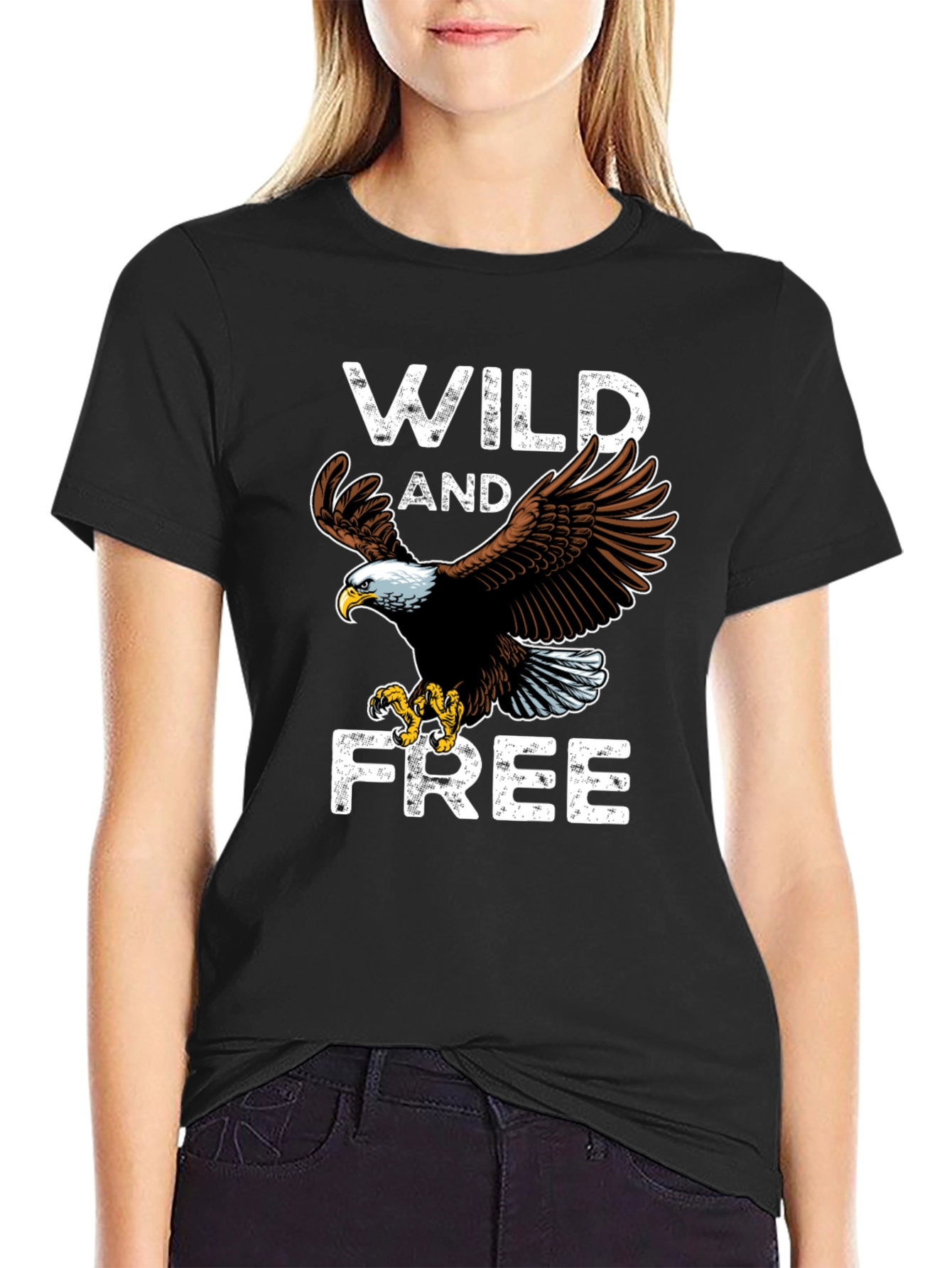 Wild and Free Eagle Graphic Tee - Black
