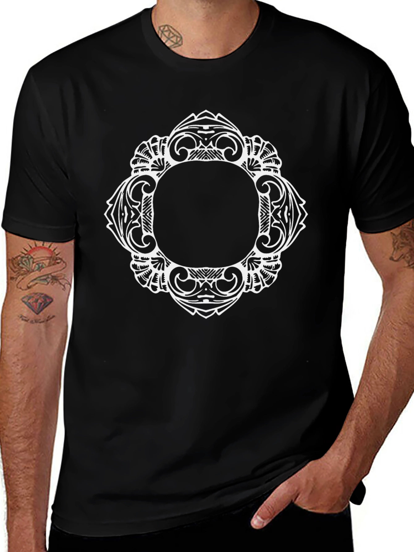 Ornate Frame Graphic Tee - Black