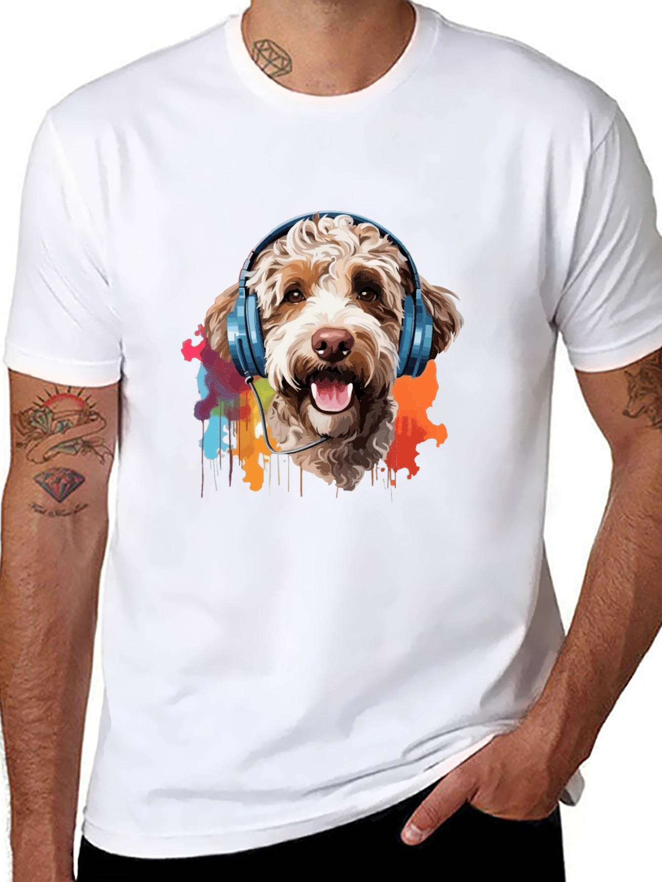 Music Dog Paint Splash T-Shirt – Colorful Dog Lover Tee