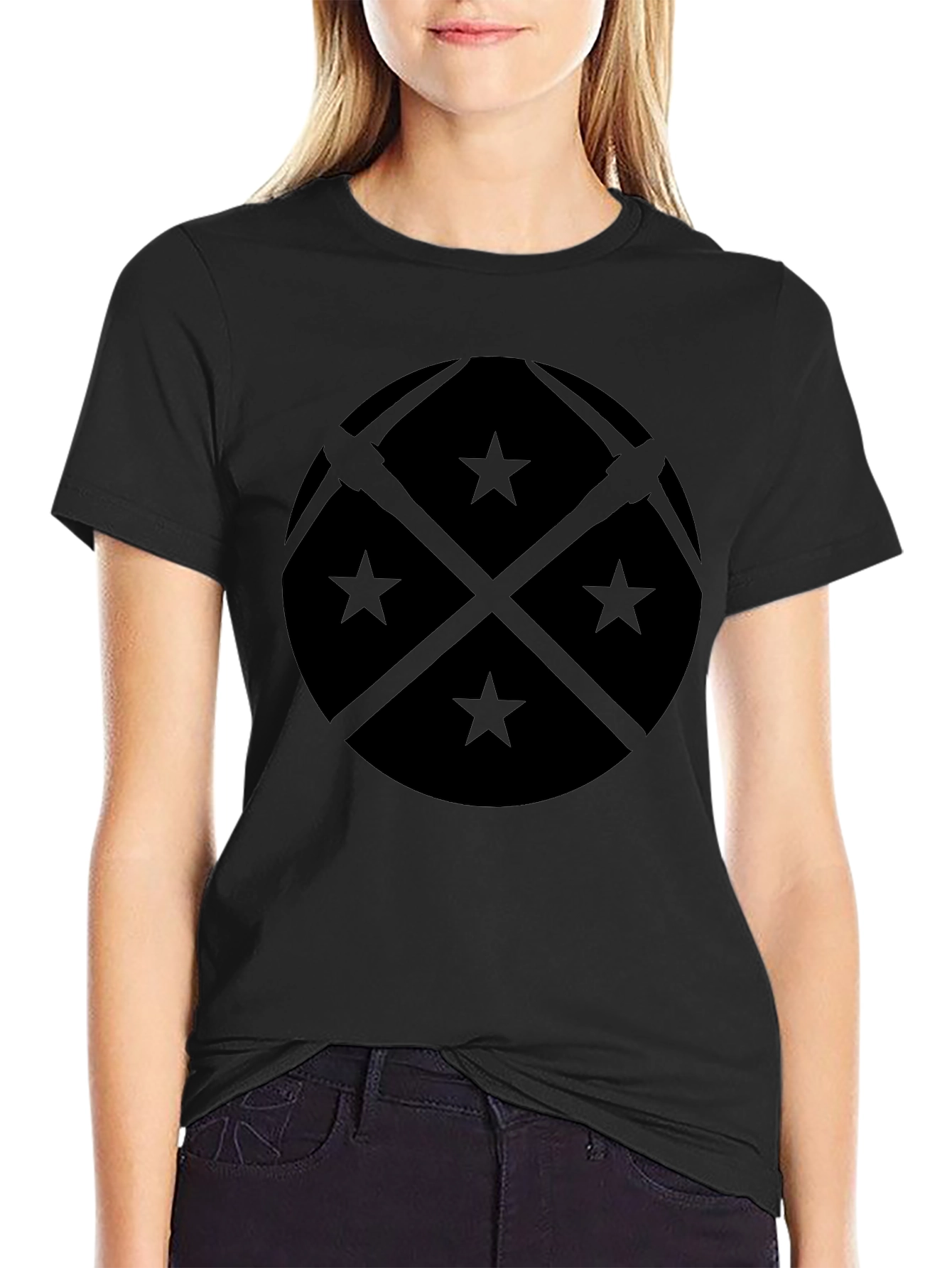 Black Denver Pickaxes & Stars Graphic T-Shirt