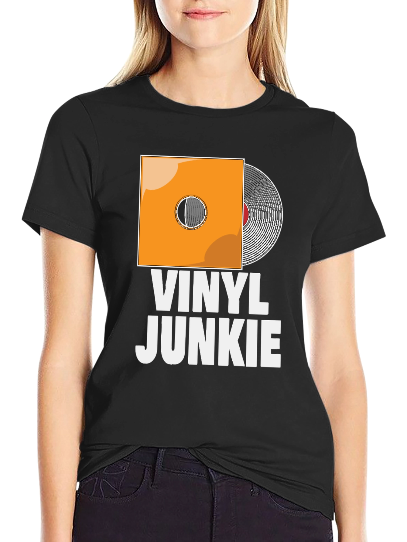Vinyl Junkie T-Shirt - Black Graphic Tee
