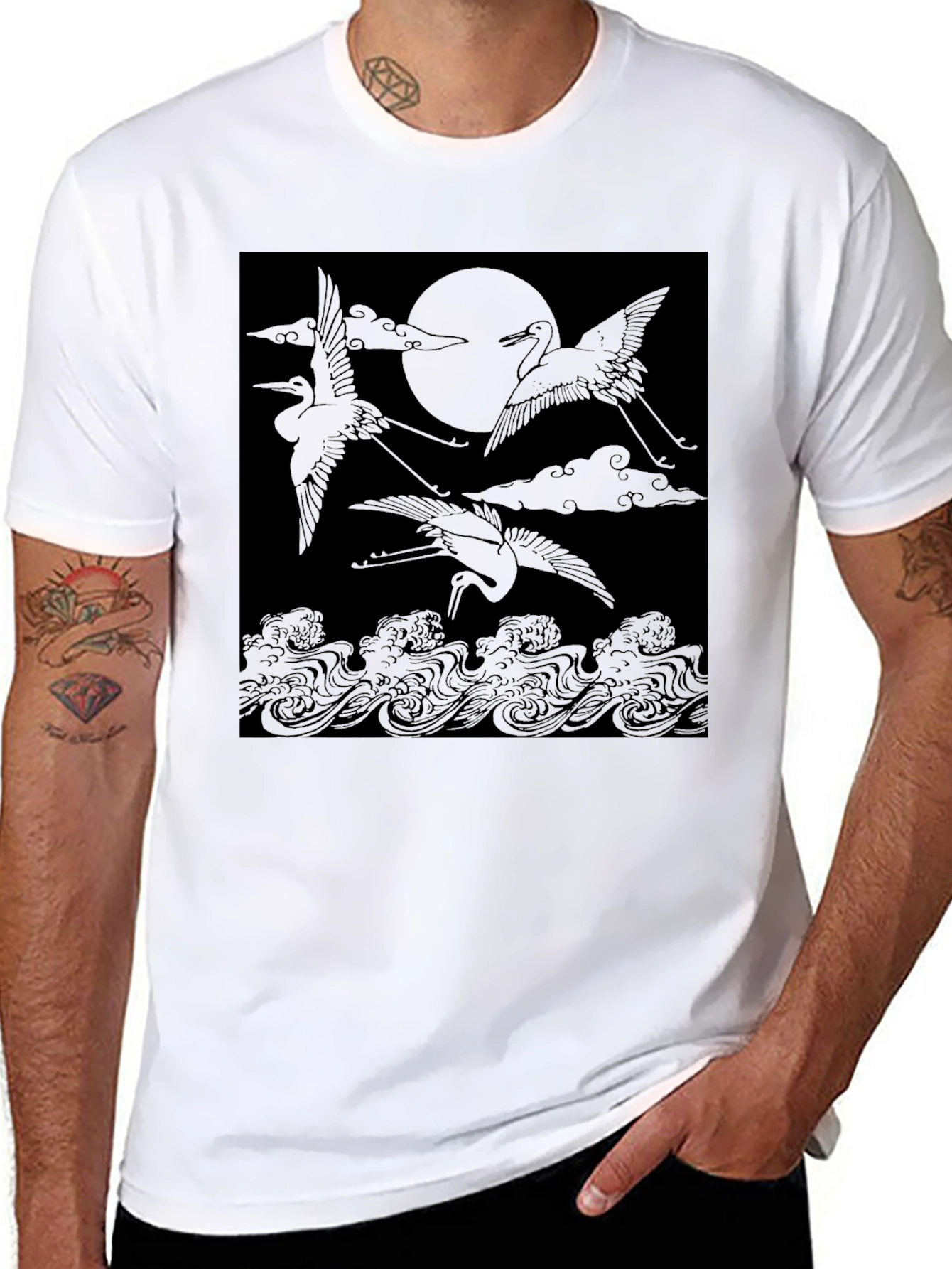 Crane & Moon Graphic Tee - Black