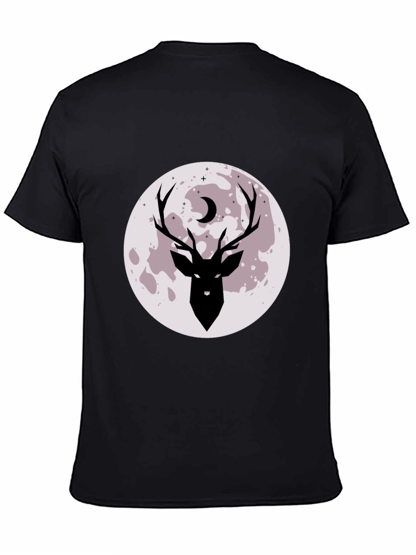 Mens Black Deer Moon Graphic Tee