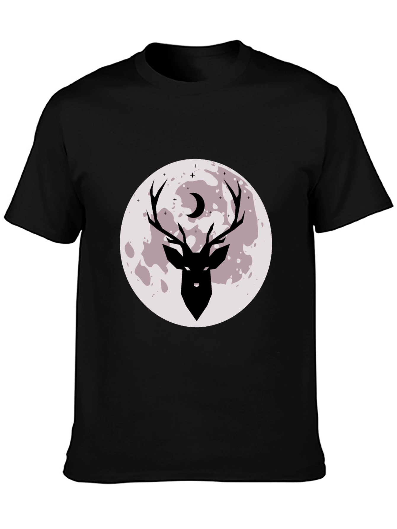Mens Black Deer Moon Graphic Tee