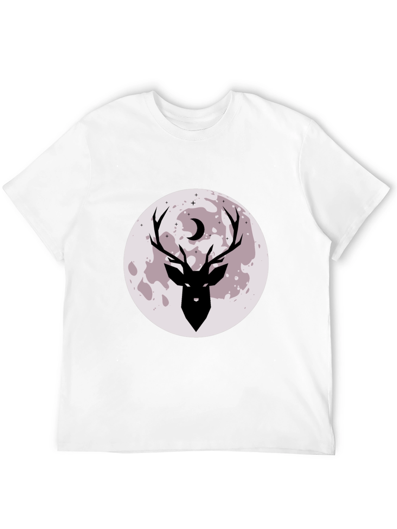 Mens Black Deer Moon Graphic Tee