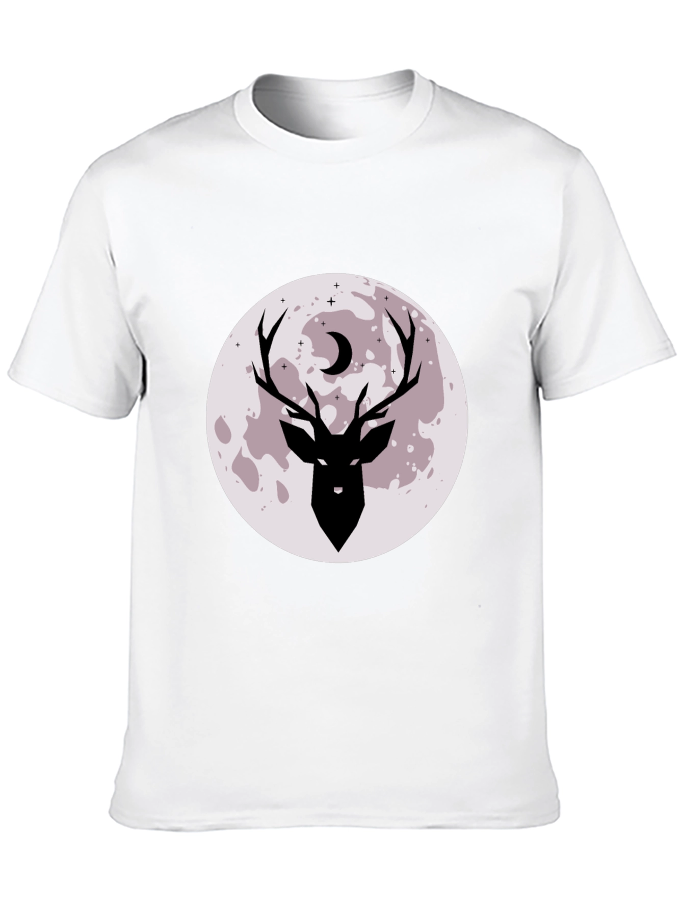Mens Black Deer Moon Graphic Tee