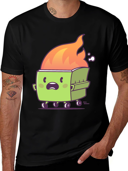 Dumpster Fire T-Shirt - Cartoon Graphic Tee