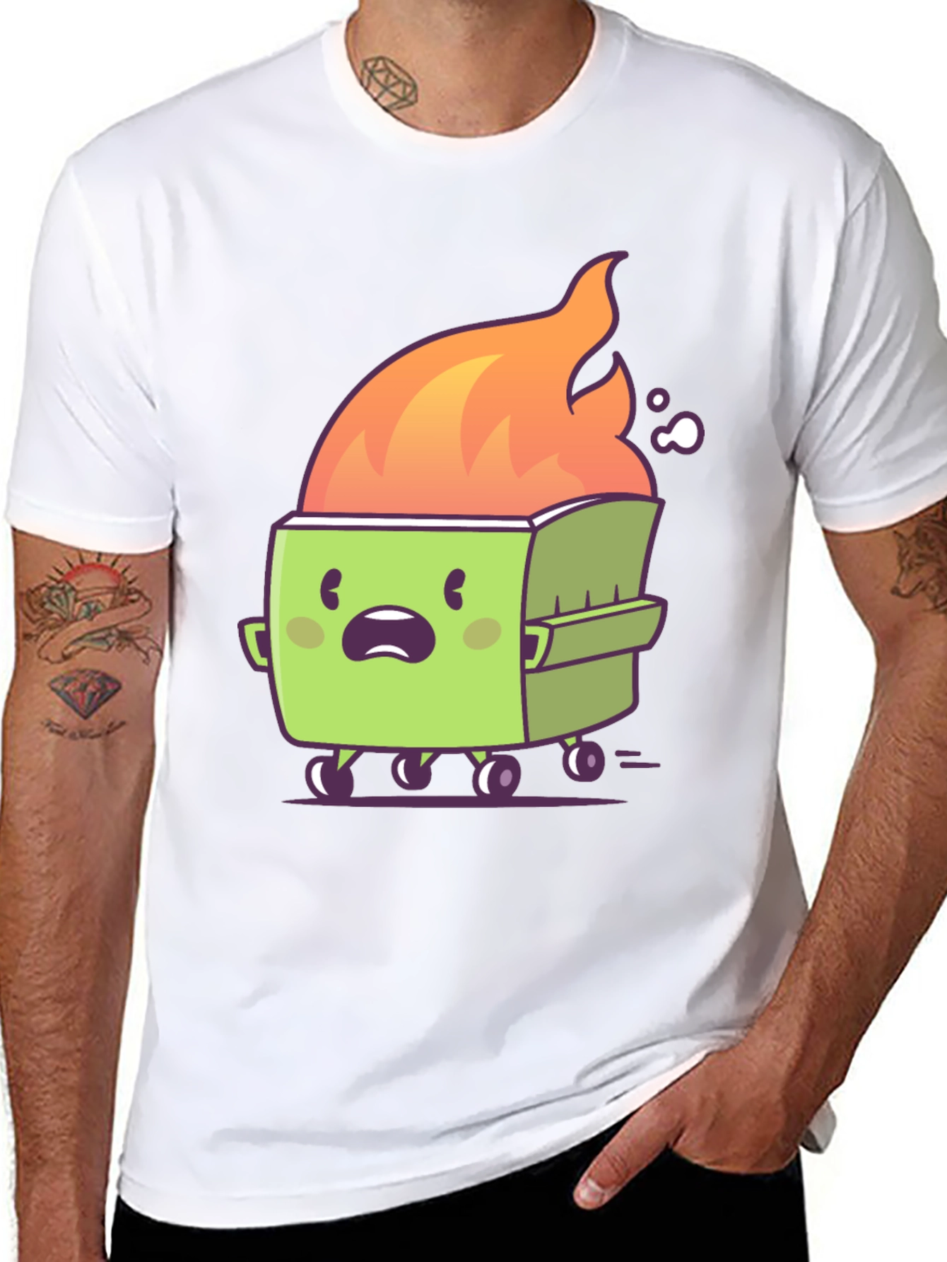Dumpster Fire T-Shirt - Cartoon Graphic Tee