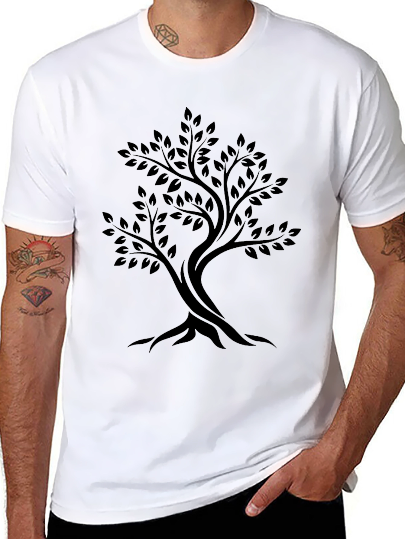 Mens Black Tree Graphic Tee - Stylish Casual Wear