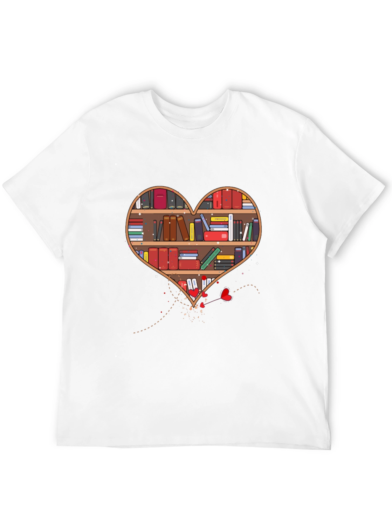 Book Lover Heart Bookshelf Graphic Tee
