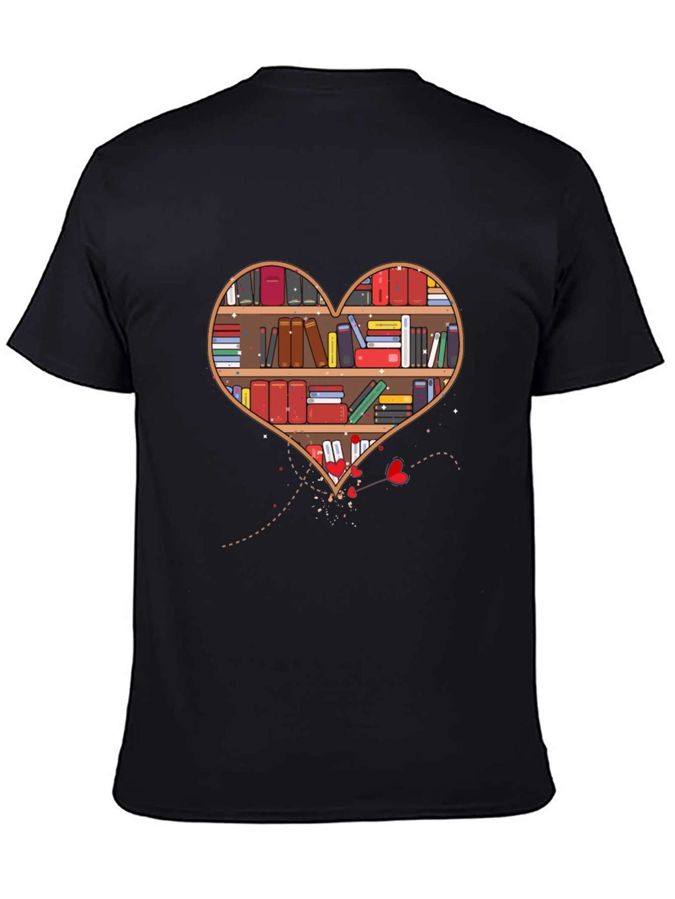 Book Lover Heart Bookshelf Graphic Tee
