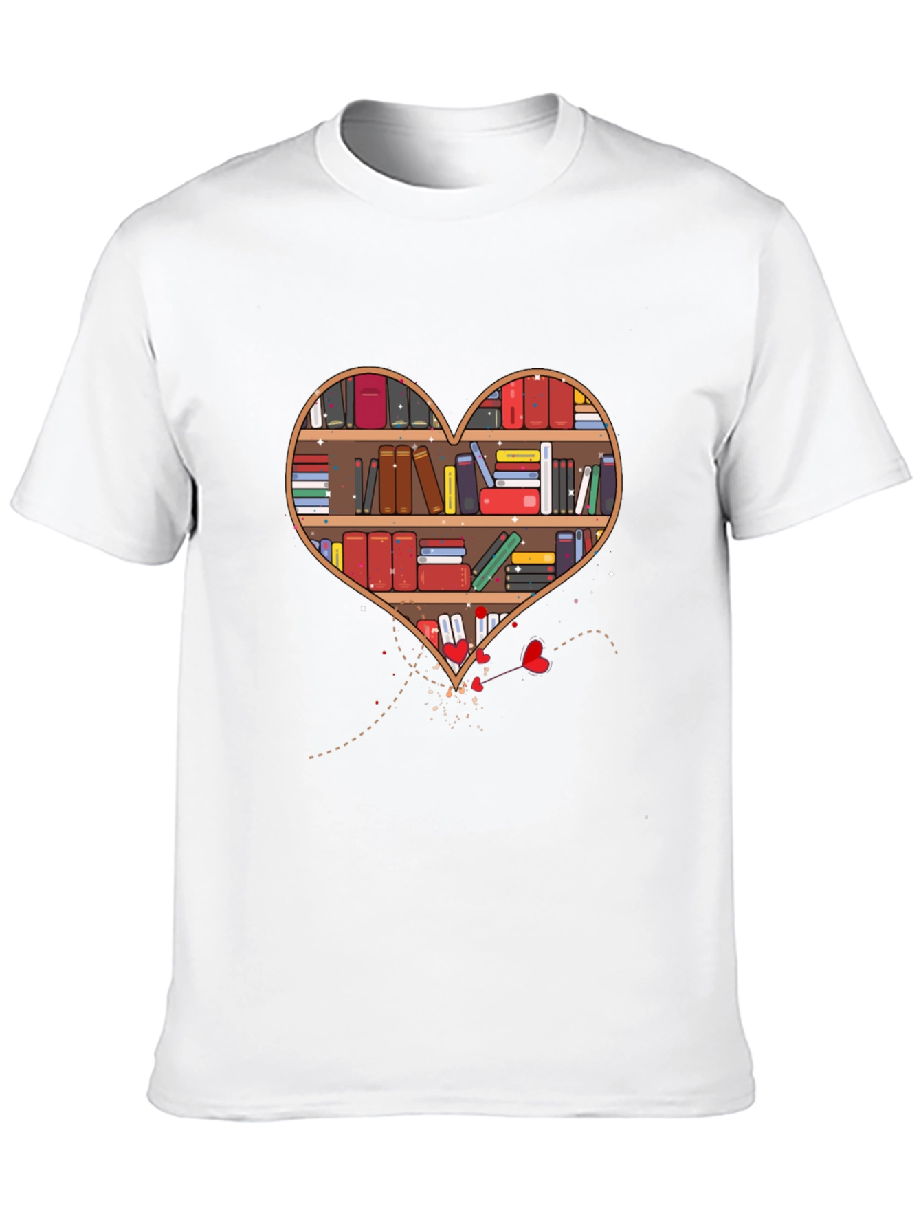 Book Lover Heart Bookshelf Graphic Tee