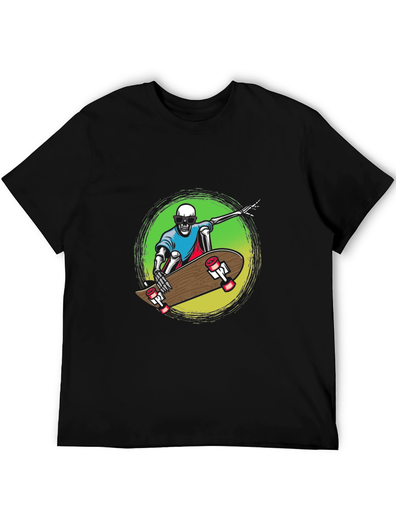 Skeleton Skateboard Graphic Tee - Black