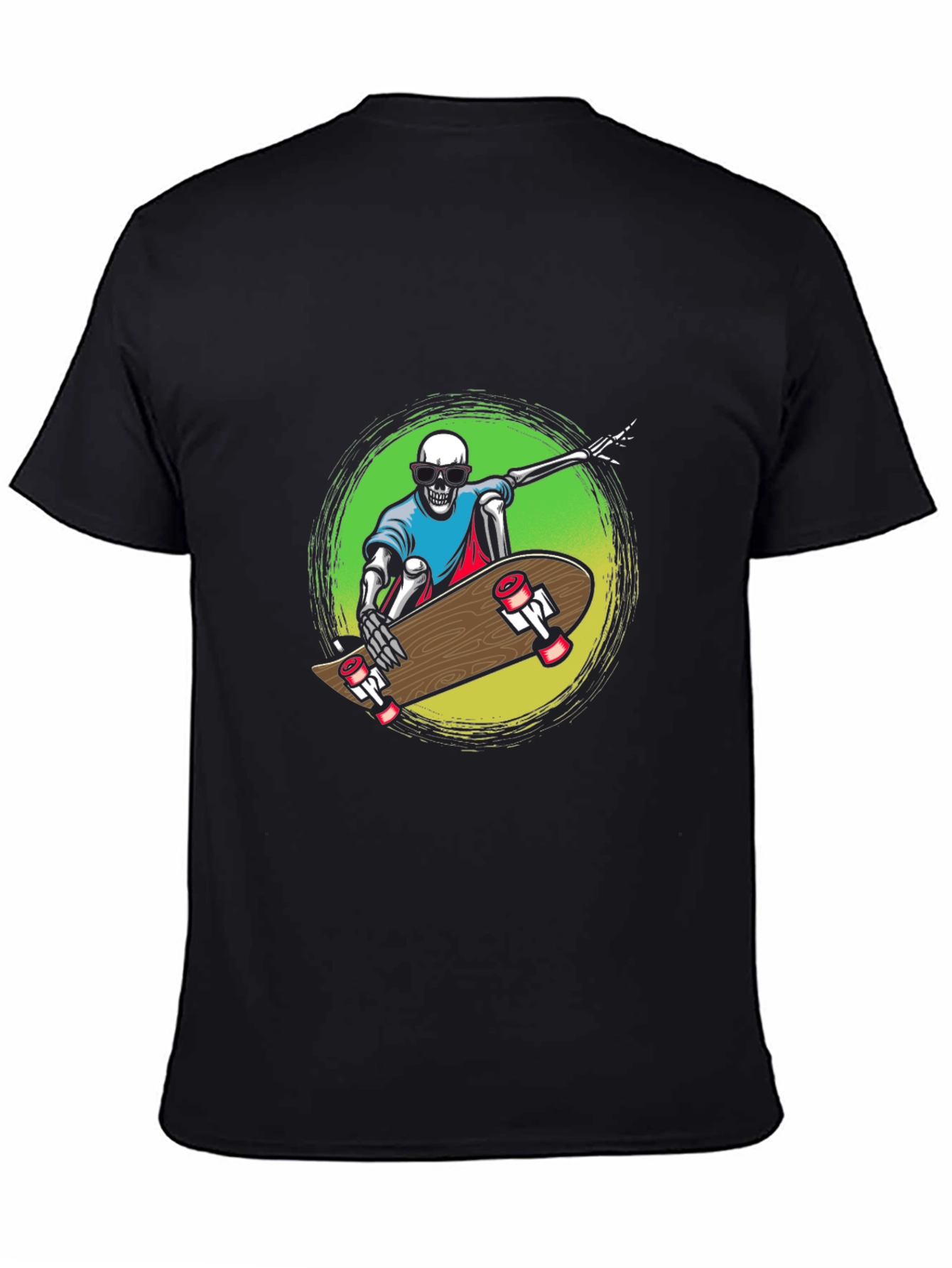 Skeleton Skateboard Graphic Tee - Black
