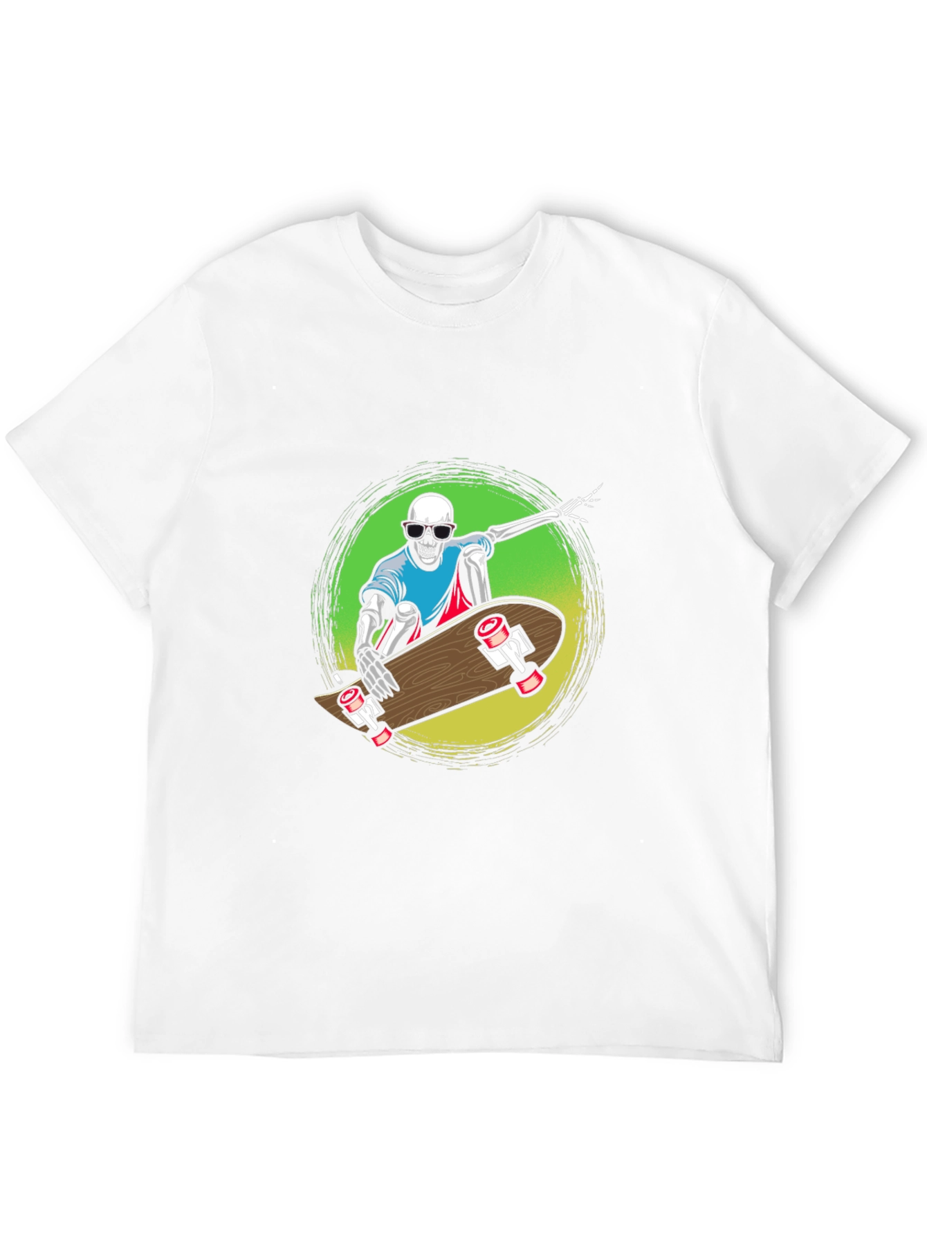 Skeleton Skateboard Graphic Tee - Black