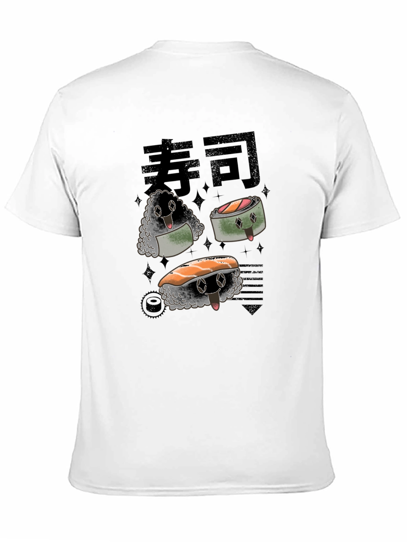 Sushi Character Graphic Black T-Shirt