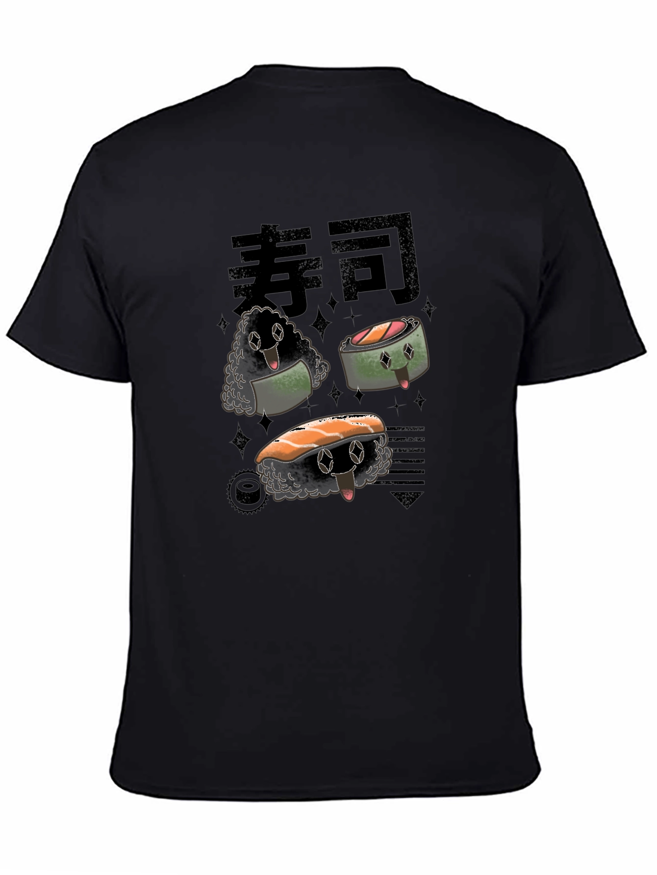 Sushi Character Graphic Black T-Shirt