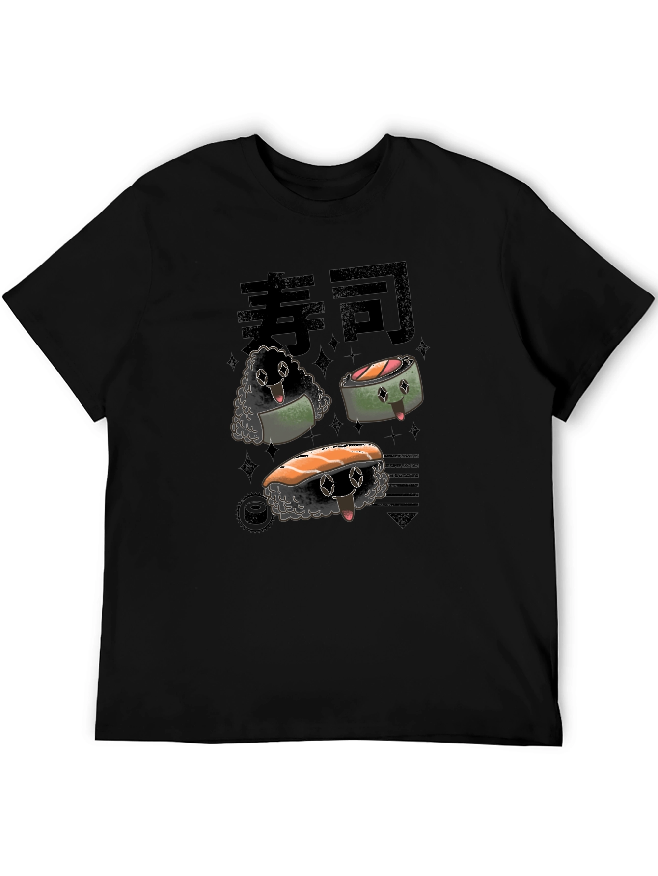 Sushi Character Graphic Black T-Shirt