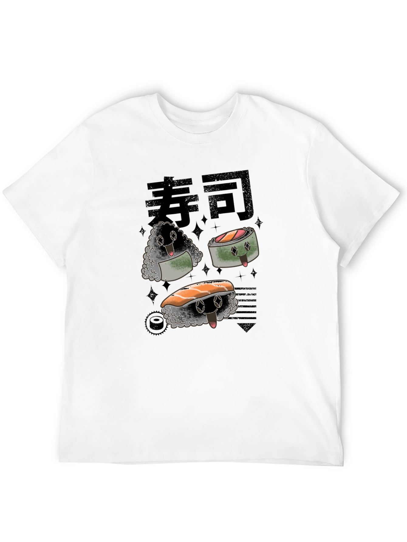 Sushi Character Graphic Black T-Shirt