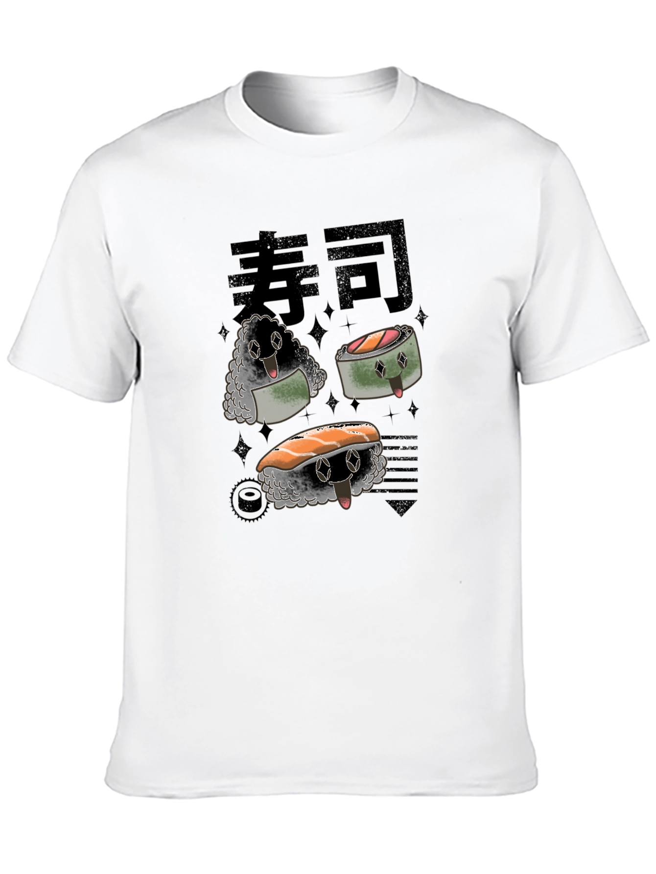 Sushi Character Graphic Black T-Shirt