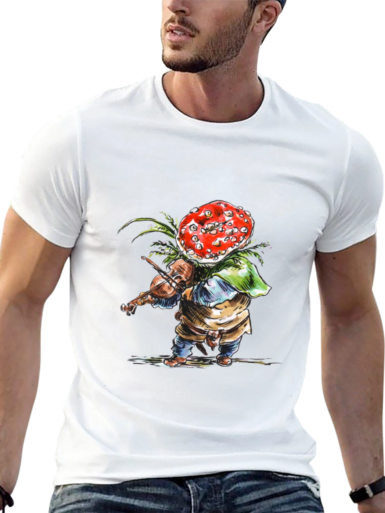 Mushroom Violinist Black T-Shirt