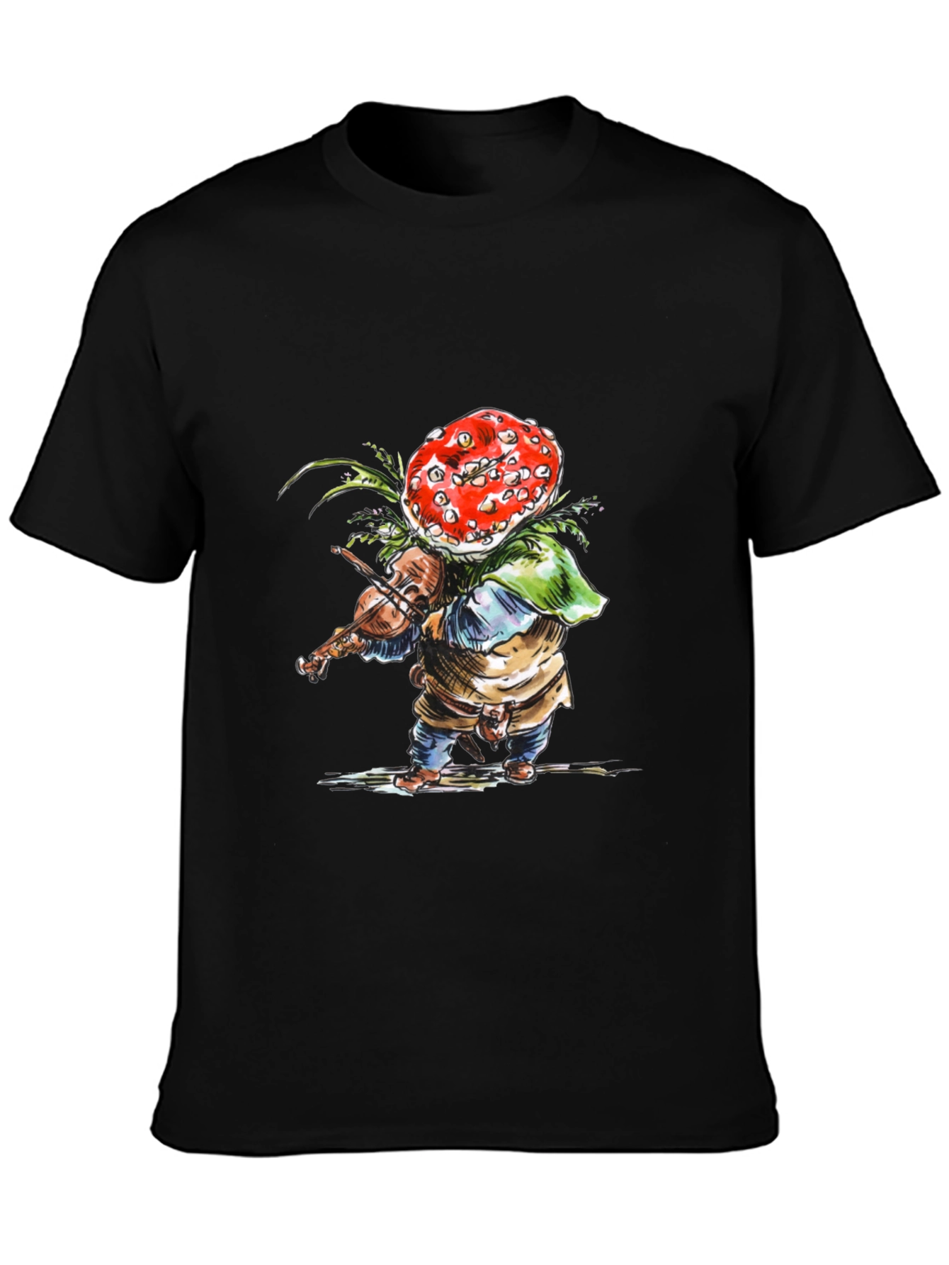 Mushroom Violinist Black T-Shirt