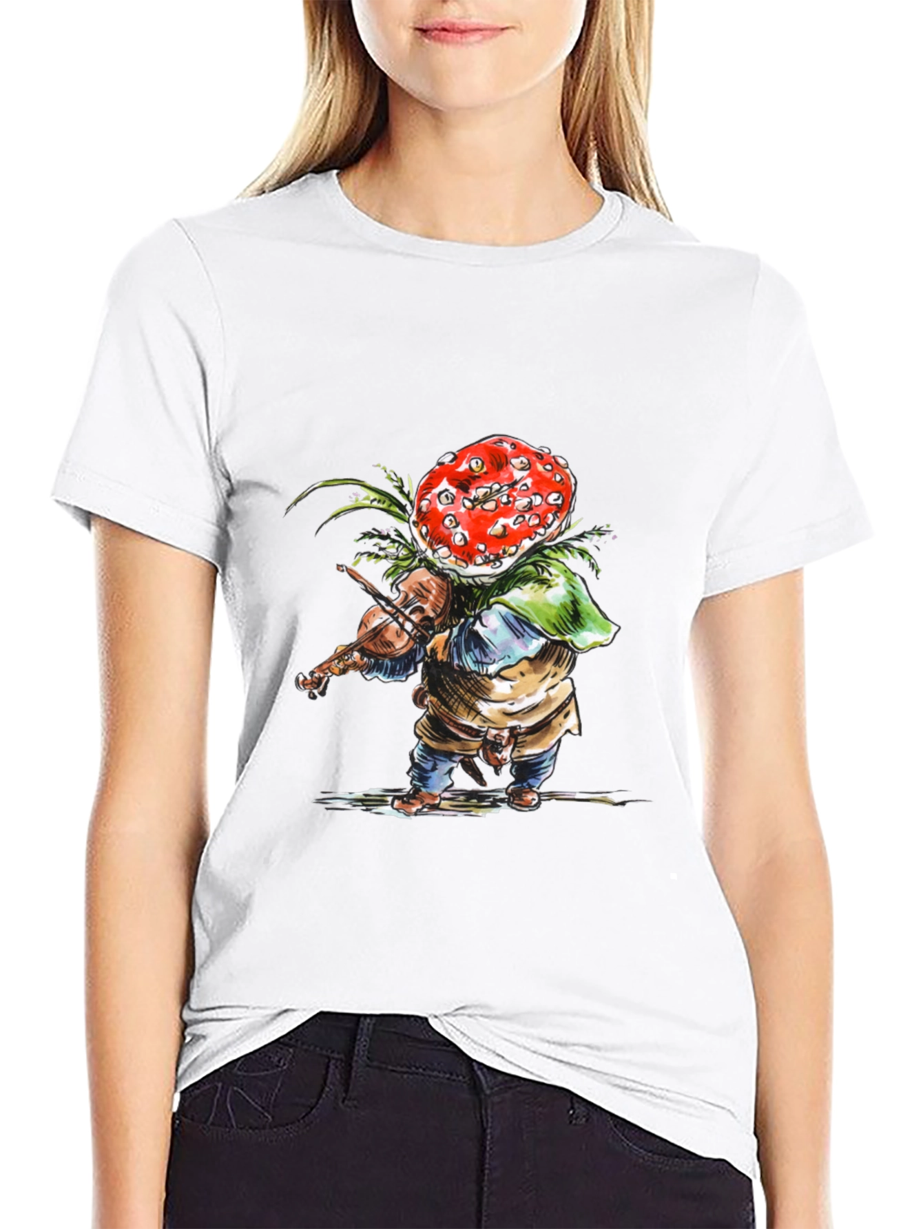 Mushroom Violinist Black T-Shirt